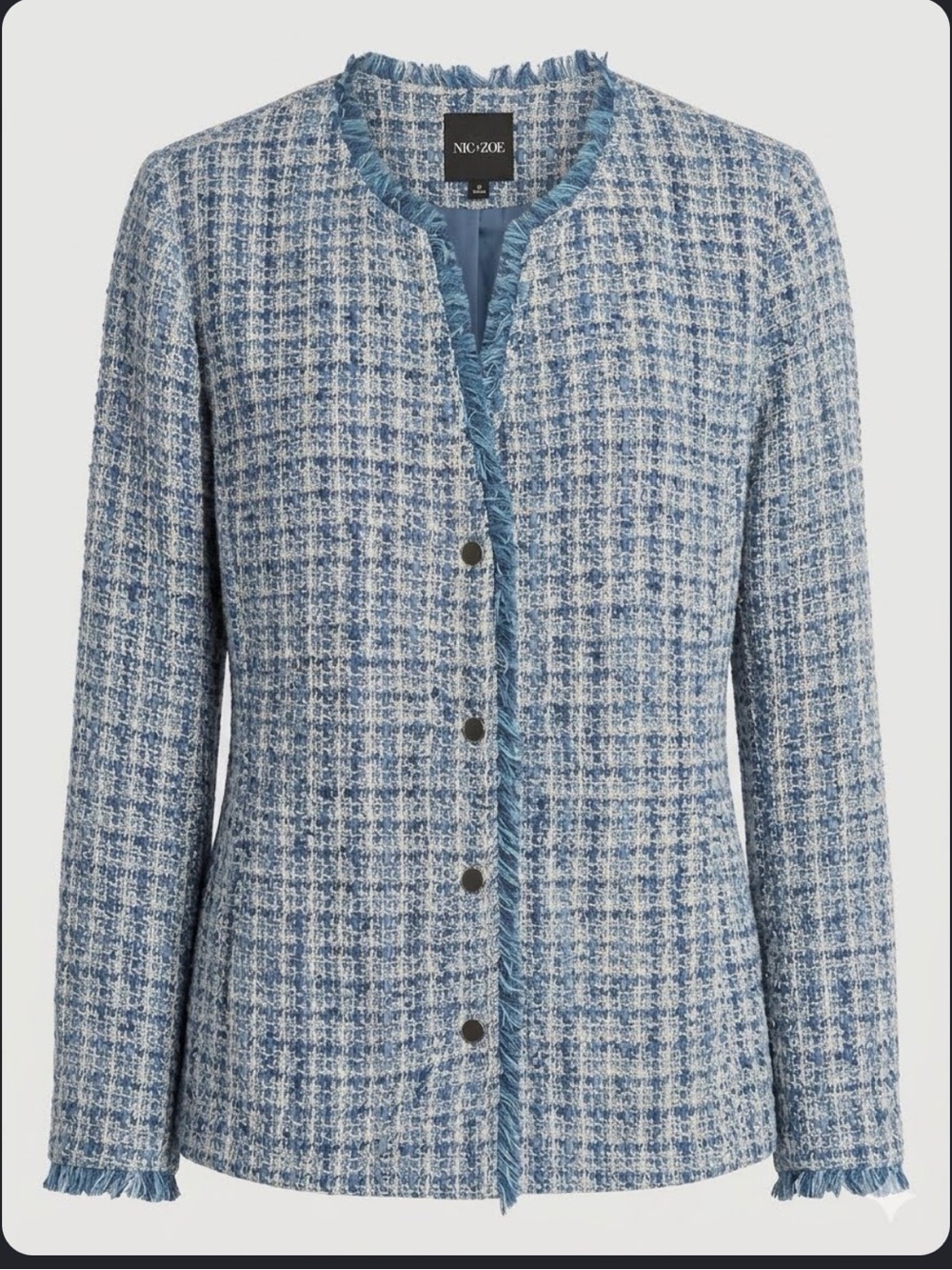 NIC+ZOE Blue and White Tweed jacket